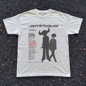 Jamiroquai Tour Tee In White And Black Bandtee